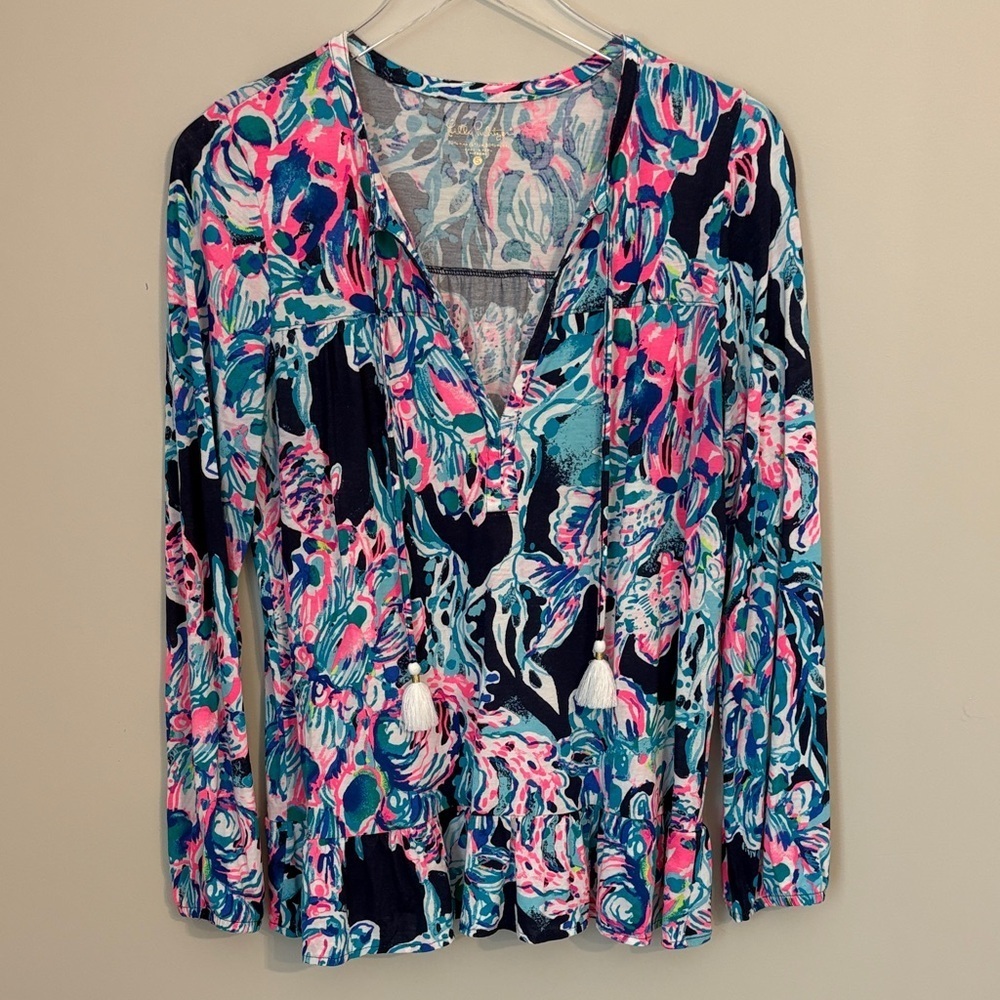 Lilly Pulitzer Daisy Top in Bright Navy Caught Up Size Small